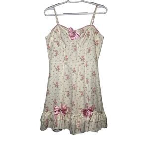 NWT Shein floral babydoll ruffle mini tank dress womens medium coquette ethereal